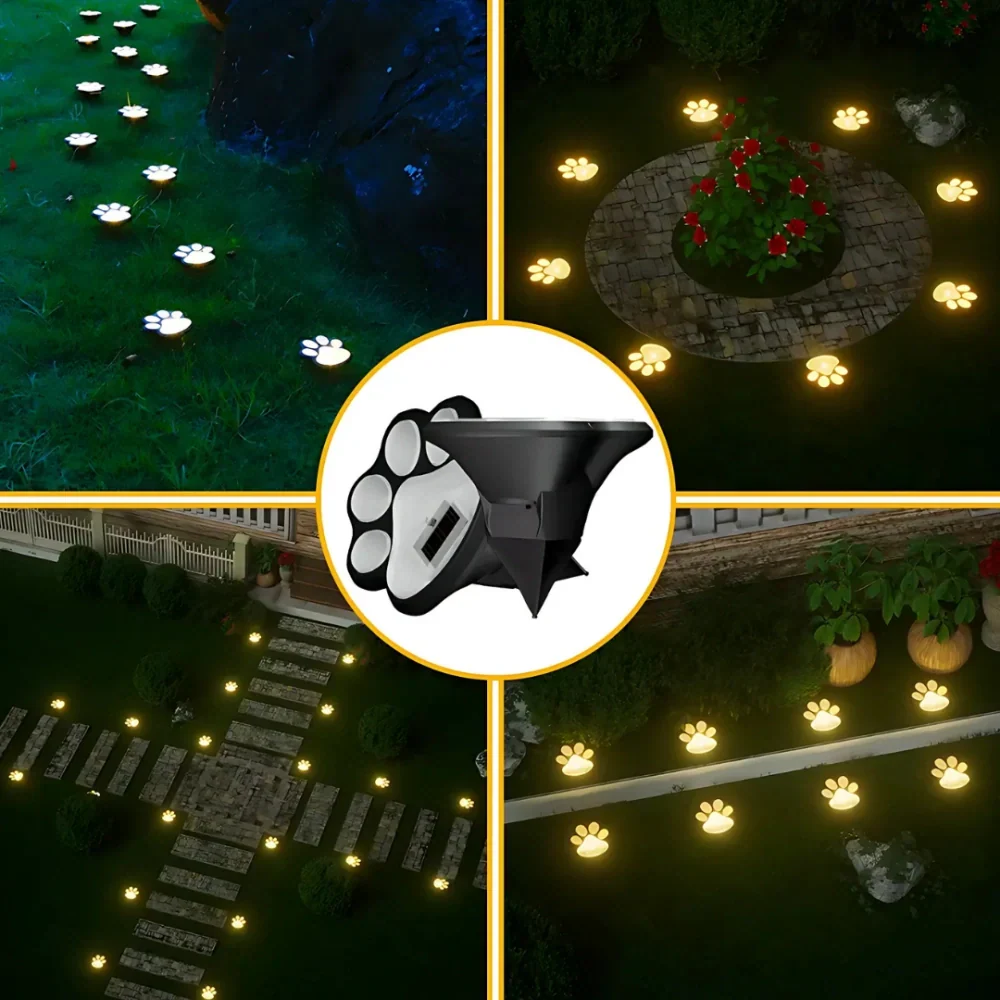 Luz de camino con huella de animal, decoración ecológica para jardín con energía solar