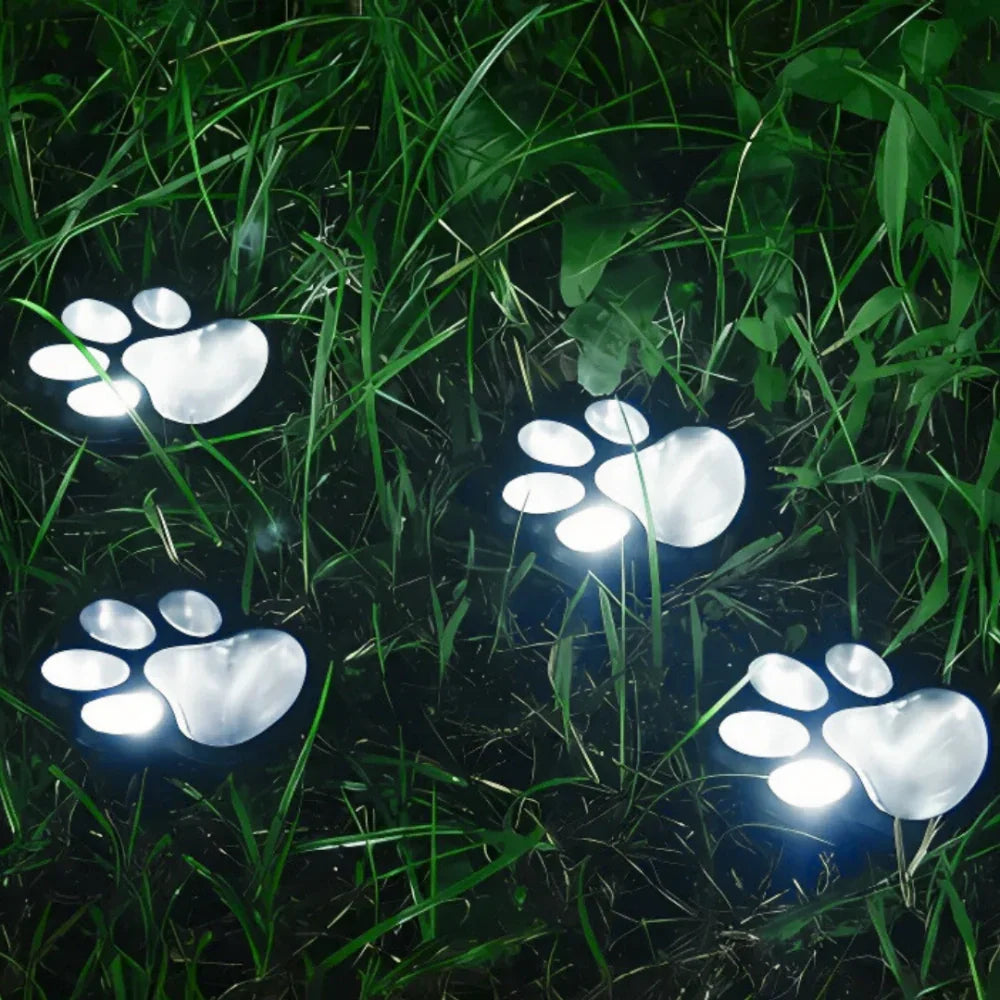 Luz de camino con huella de animal, decoración ecológica para jardín con energía solar