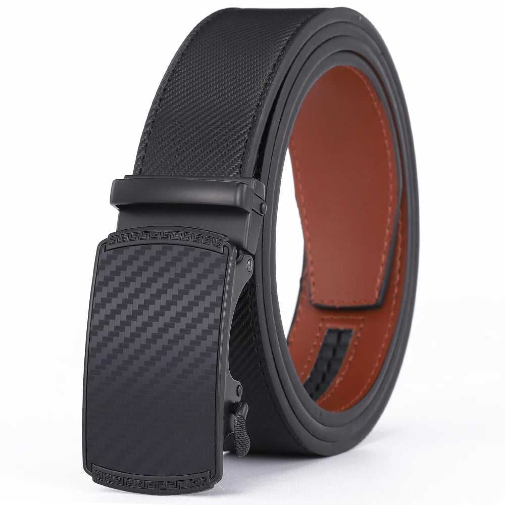 Men's Leather Belt with Automatic Buckle - product detail 5