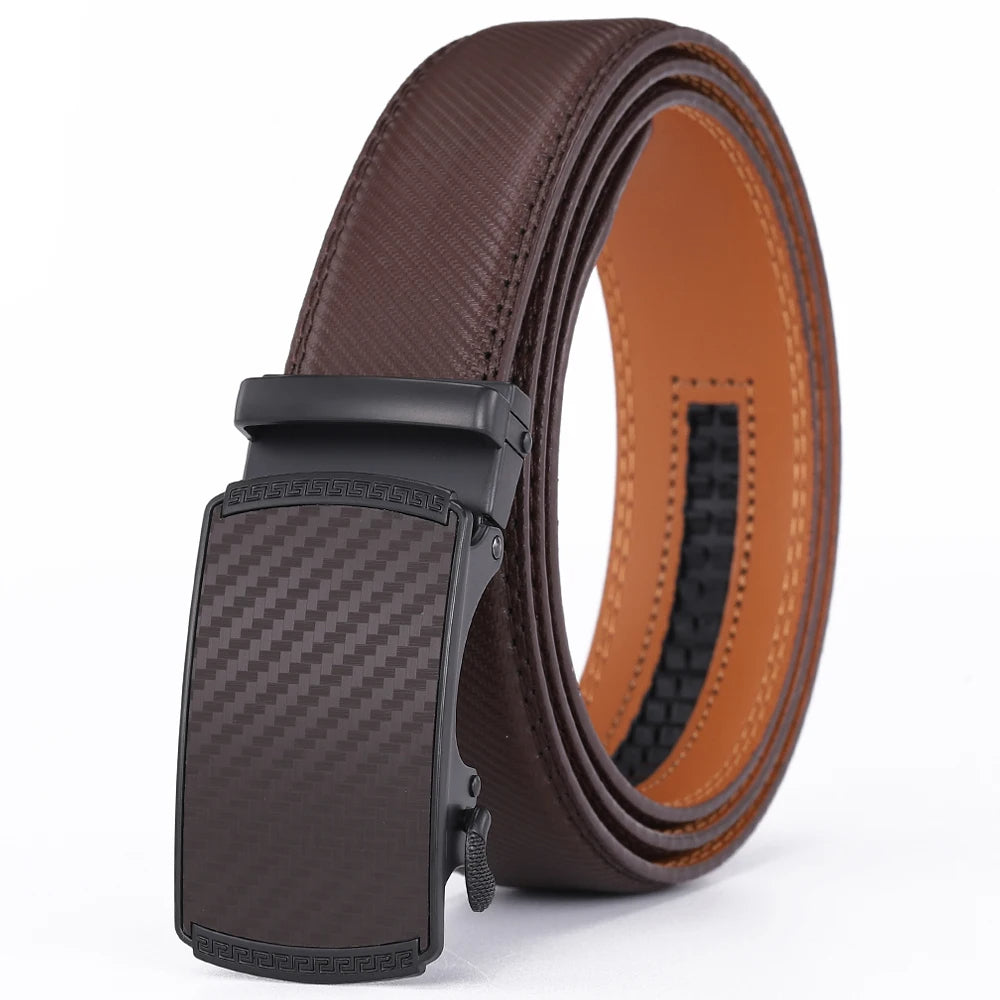 Men's Leather Belt with Automatic Buckle - product detail 7