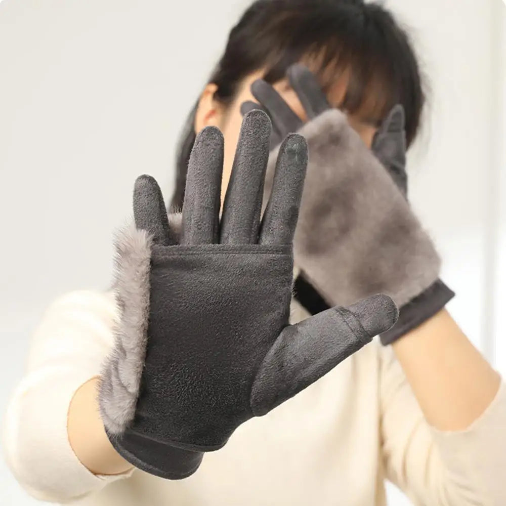 NOMOVA Suede Rabbit Fur Touch Screen Winter Gloves