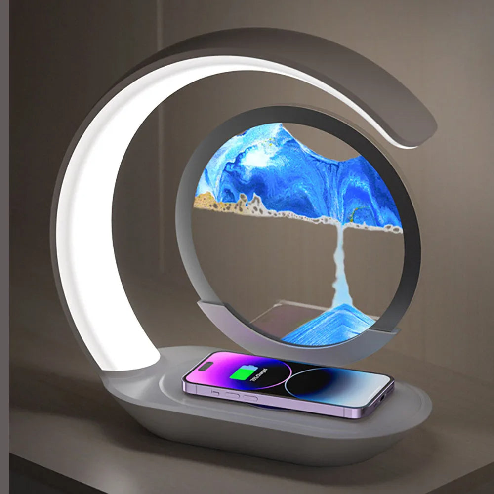 NOMOVA 3D Sand Art Table Lamp with Wireless Charger