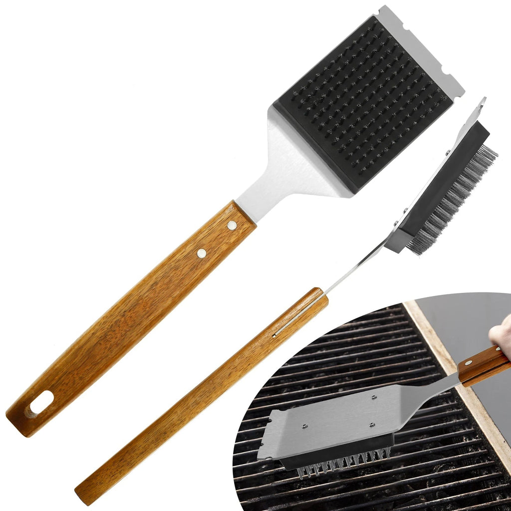 NOMOVA Long Handle Barbecue Grill Brush with Scraper