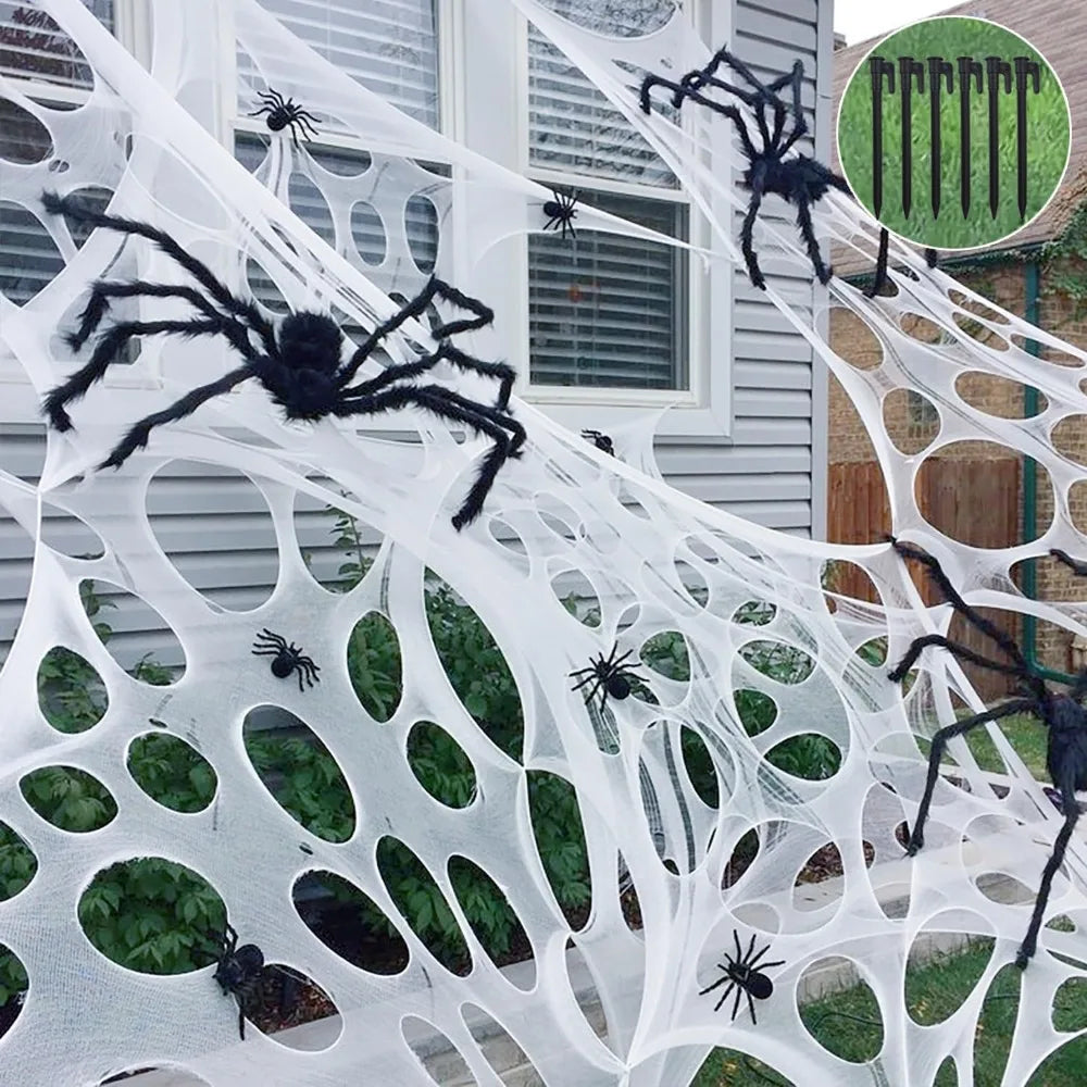 NOMOVA Halloween Giant Spider Web Decoration with Stakes