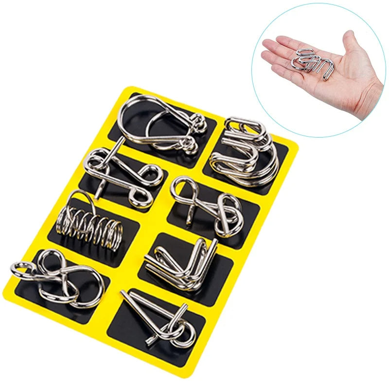 NOMOVA 8 Piece Metal Puzzle Ring Set Brain Teaser Toys