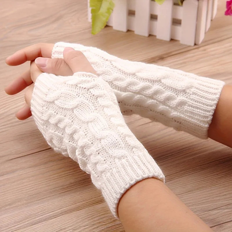Knit Womens Winter Fingerless Gloves - product detail 2