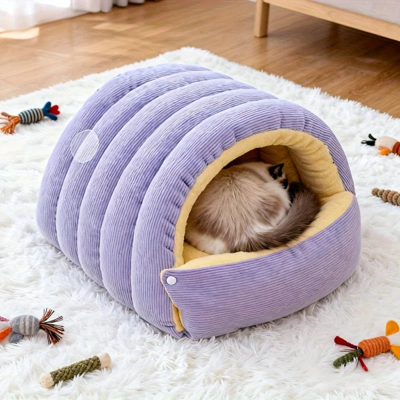 Warm Arctic Fleece Enclosed Cat Cave Bed - product detail 5