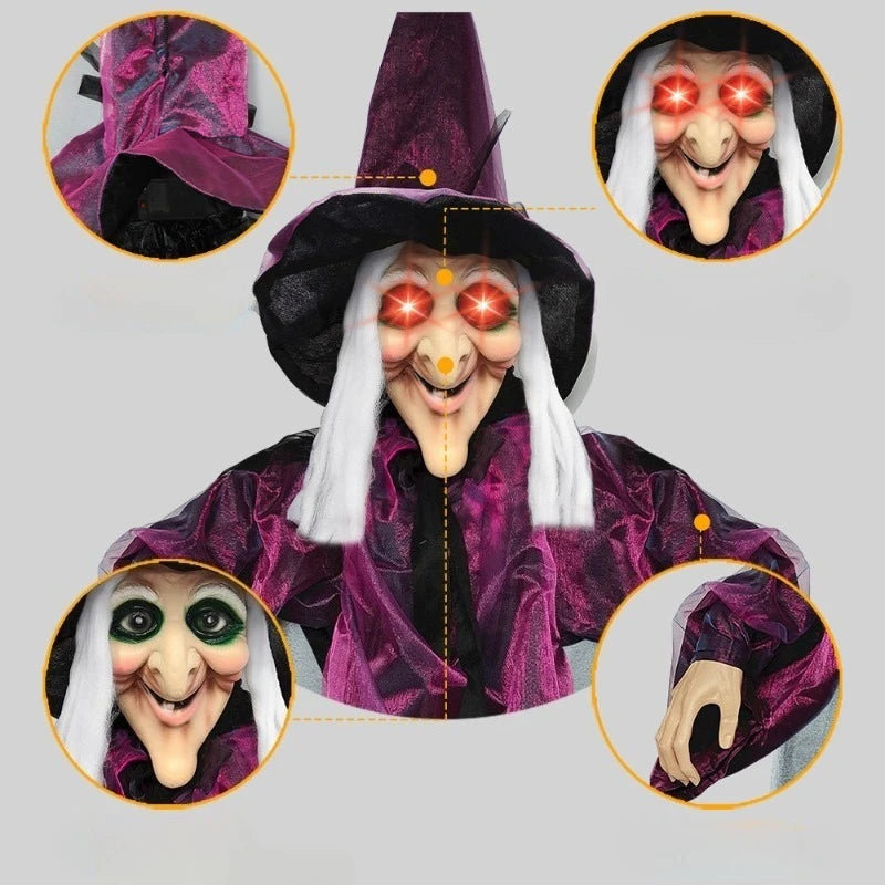 NOMOVA Life Size Animated Halloween Witch with Red Eyes