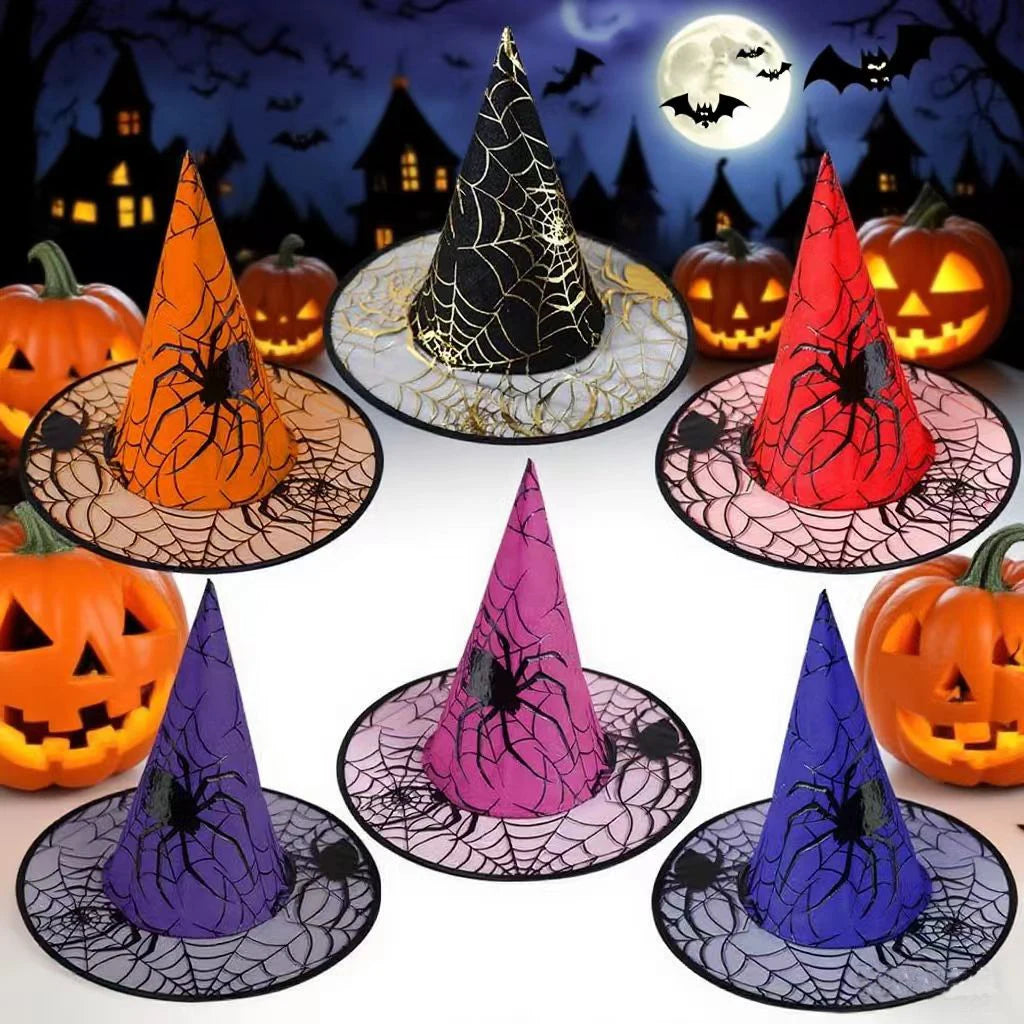 NOMOVA Colorful Spider Web Witch Hat Halloween Costume