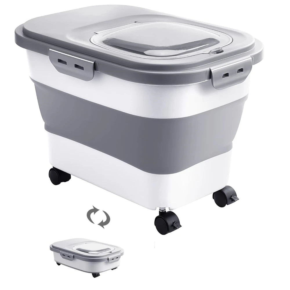 NOMOVA Foldable Food Storage Container with Wheels for Rice & Pet Food