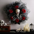 NOMOVA Halloween Garland Red Rose Skull Front Door Wreath
