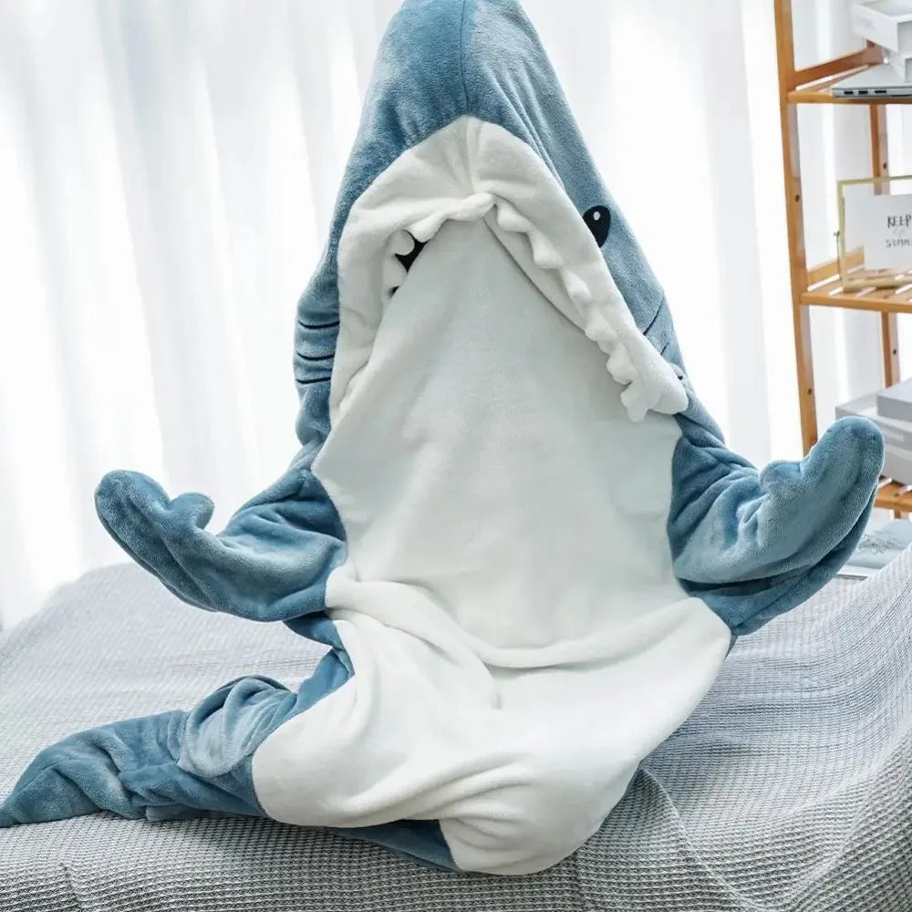 NOMOVA Soft Flannel Shark Hoodie Blanket