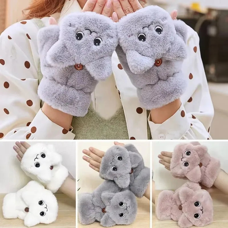 NOMOVA Plush Animal Fingerless Gloves