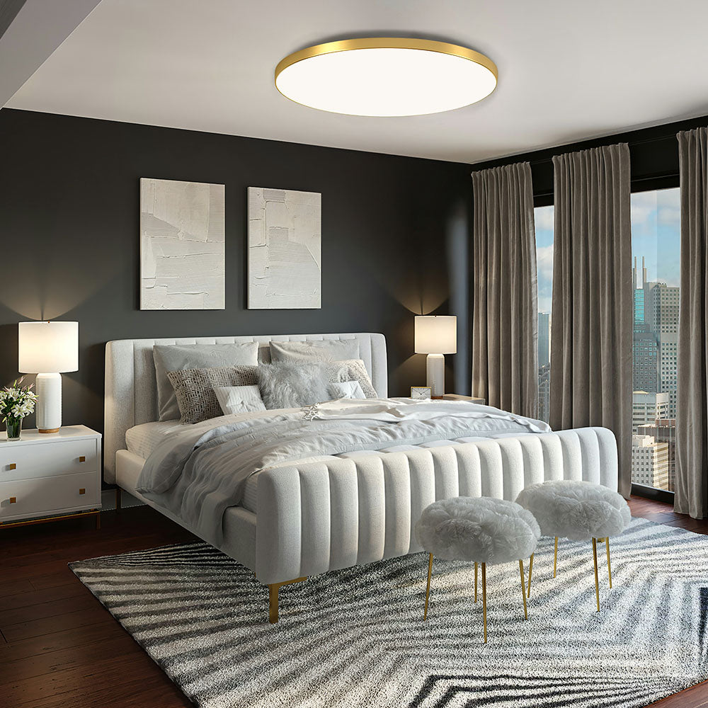 Luz de techo LED redonda moderna, montaje empotrado brillante para interiores