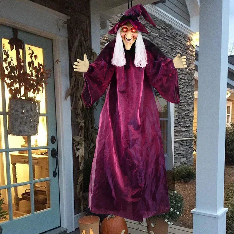 NOMOVA Animated Halloween Witch Decor with Sound and Glowing Eyes