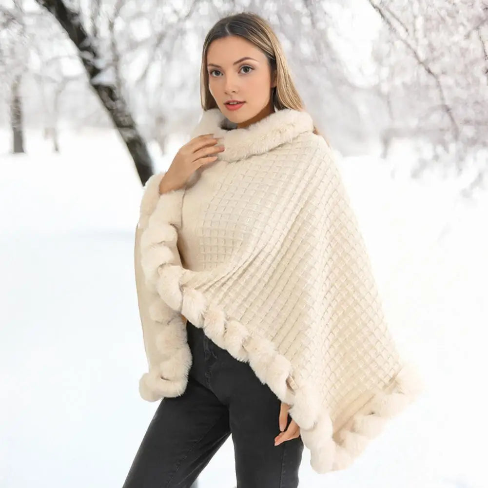 NOMOVA Faux Fur Shawl Cloak for Women