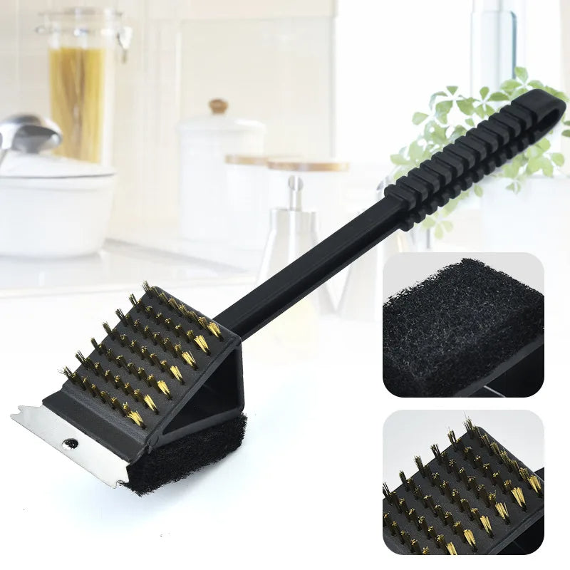 3 in 1 Barbecue Grill Brush with Scraper and Sponge - product detail 4