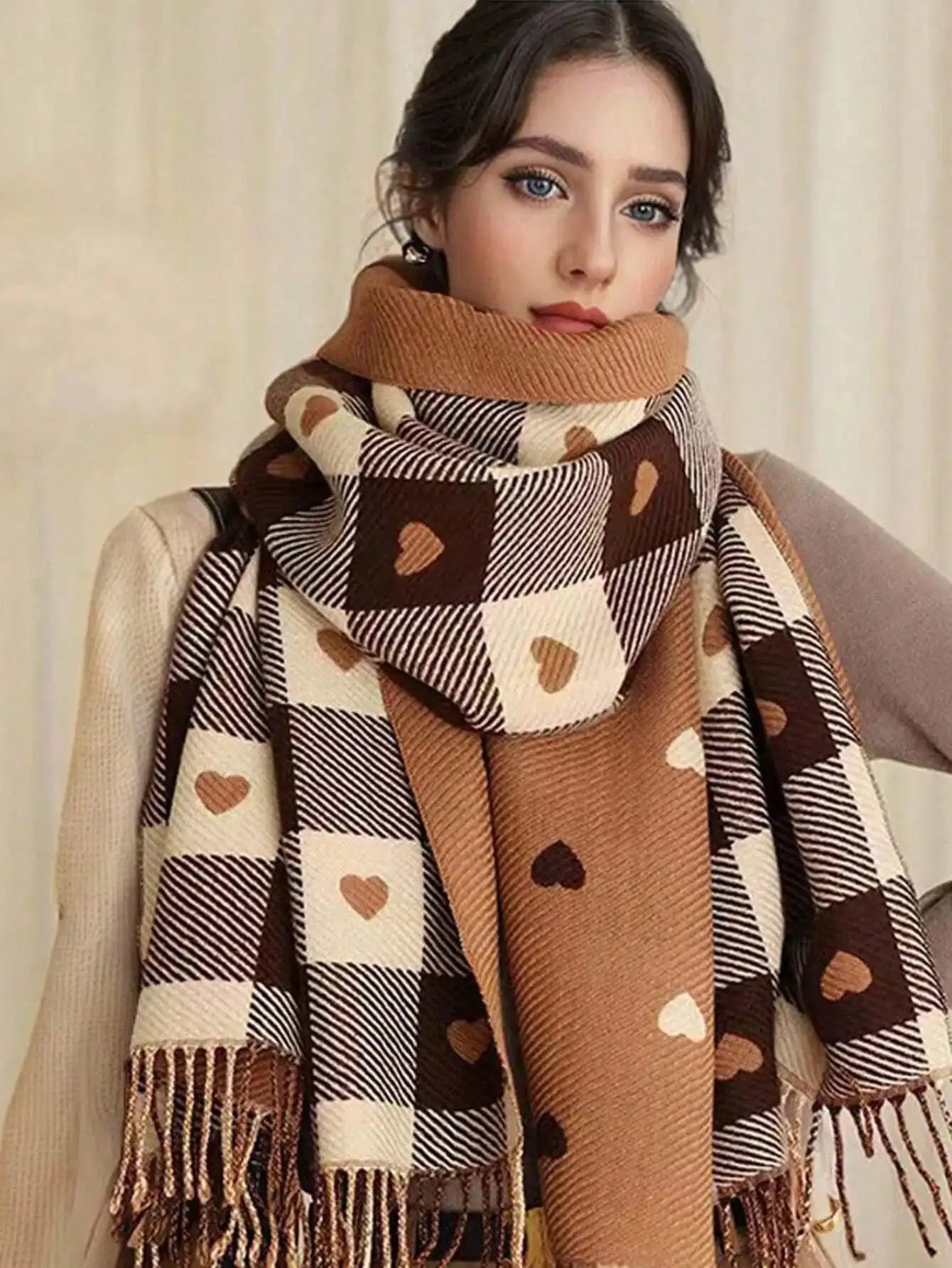 NOMOVA Cozy Checkered Winter Scarf Shawl