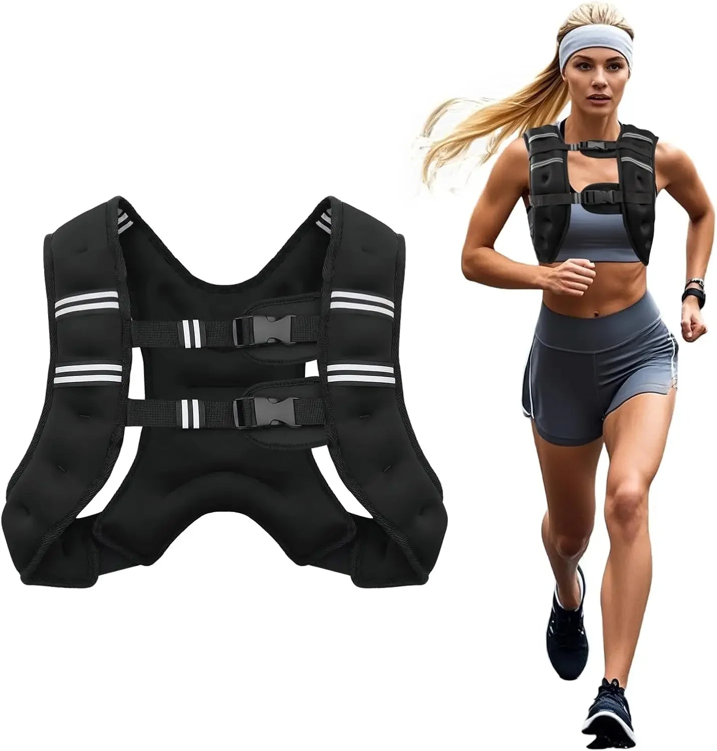 NOMOVA Adjustable Weighted Vest with Reflective Stripes
