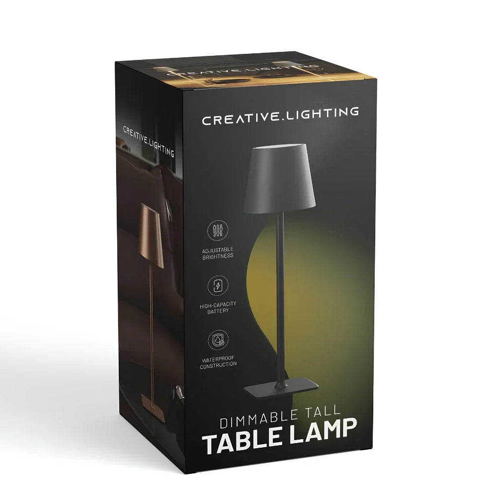 Lámpara de mesa alta regulable con control táctil y luz LED recargable