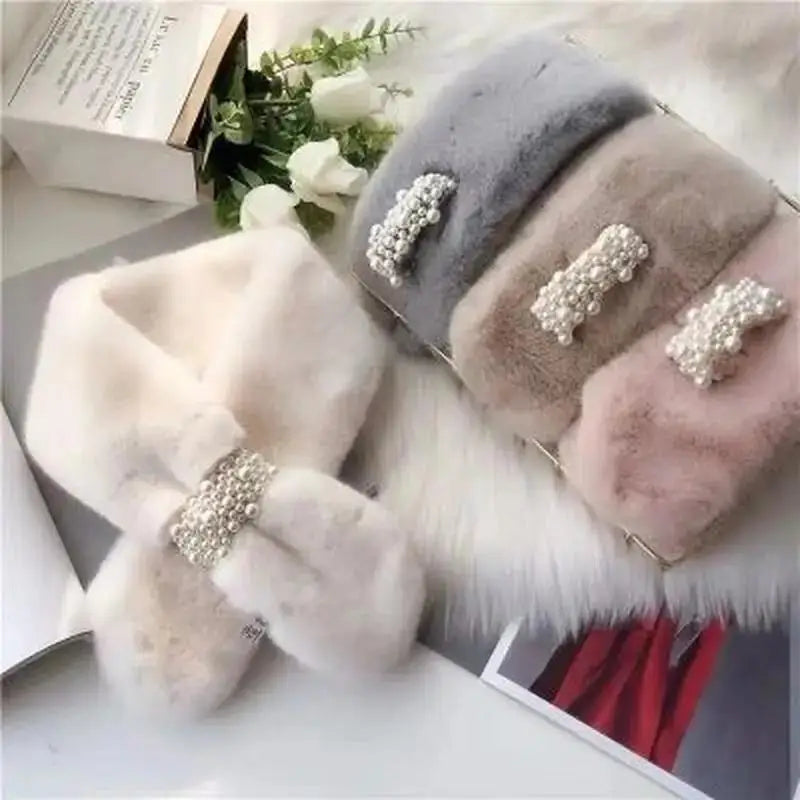 NOMOVA Luxury Faux Fur Pearl Winter Scarf