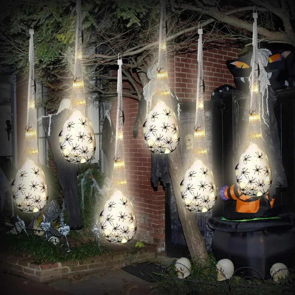 NOMOVA Light Up Spider Egg Sacs Halloween Decor Hanging Prop