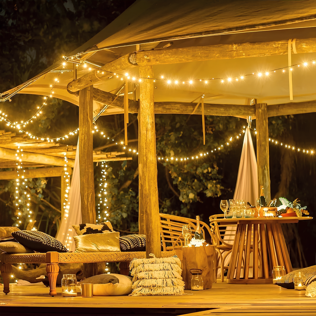 Luces solares de hadas para exteriores, LED impermeables para jardín y eventos