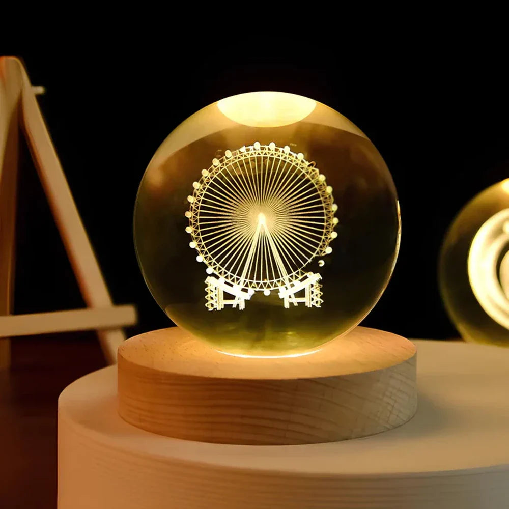 Lámpara de Bola de Cristal Cósmica Decoración Mágica LED para el Hogar
