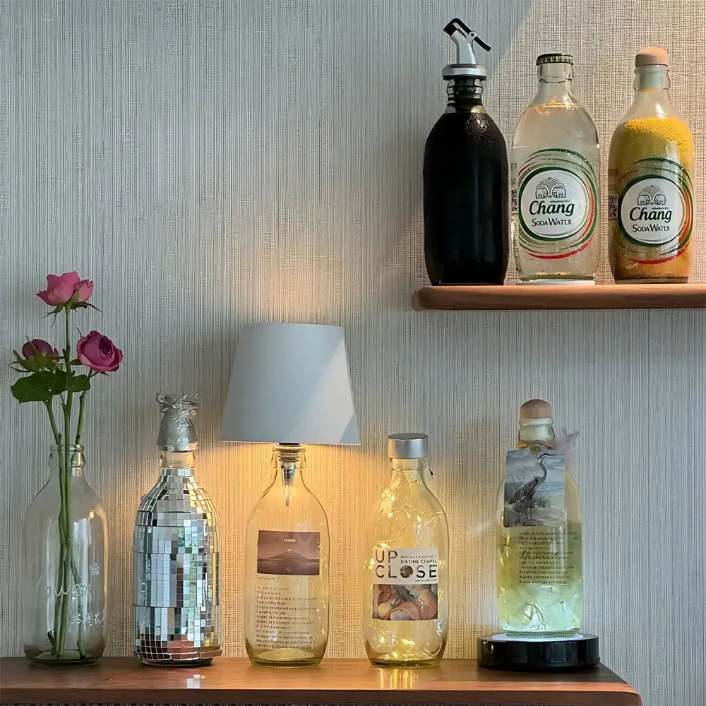 Lámpara de Botella con Convertidor Recargable LED