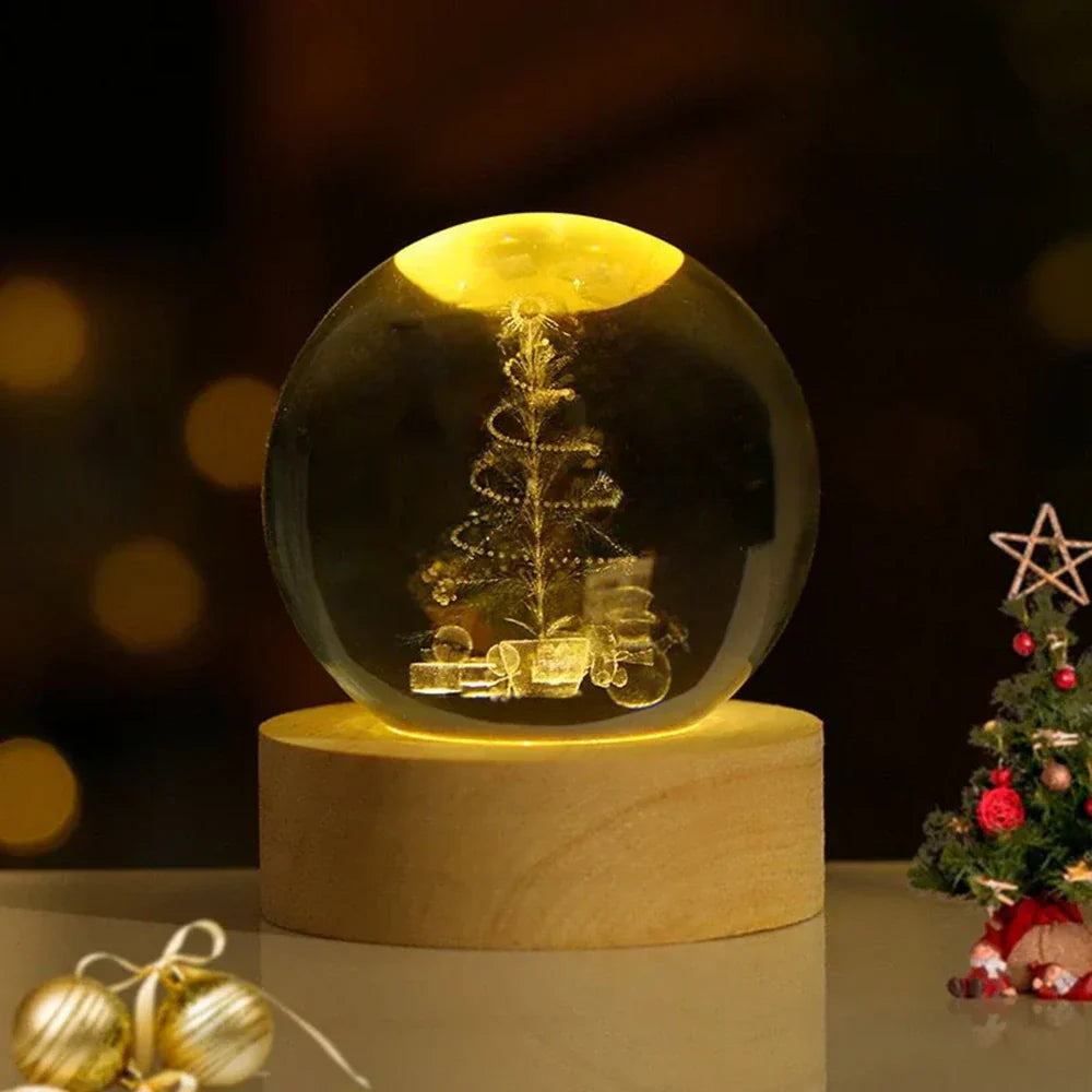 Lámpara nocturna de esfera de cristal LED con exhibición cósmica 3D de planetas