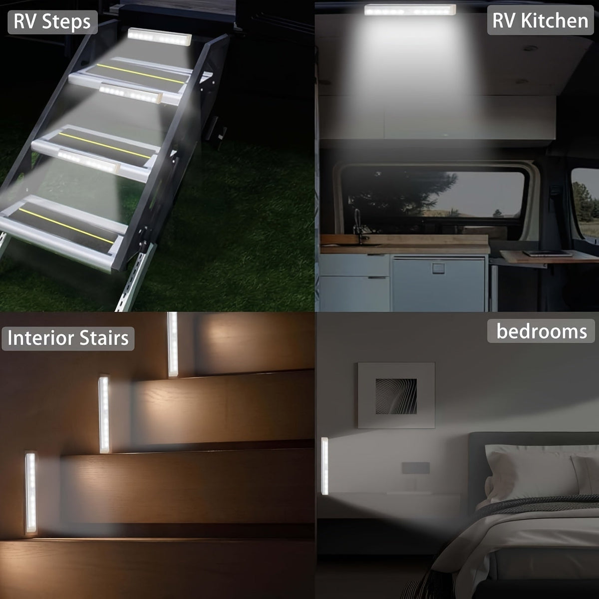 Luz LED inalámbrica activada por movimiento, tira de luz recargable para interiores