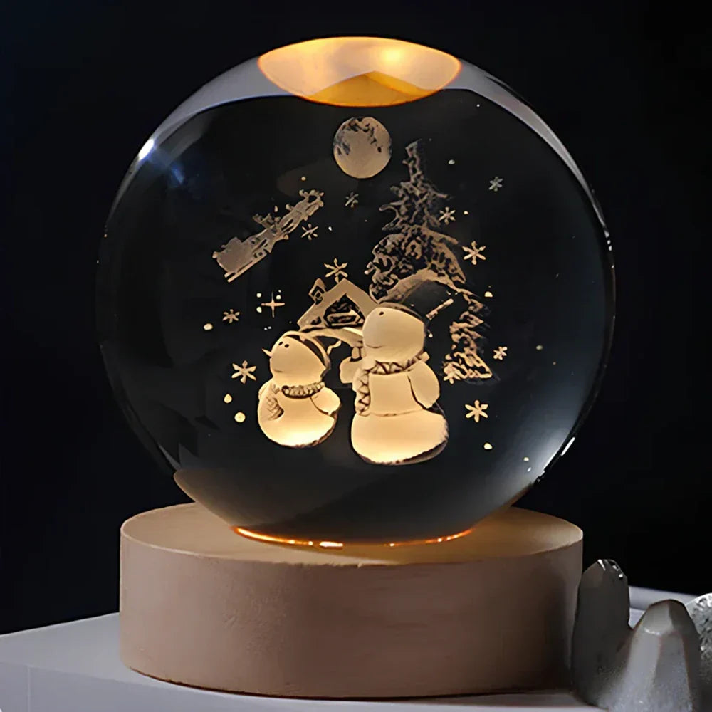 Lámpara nocturna de esfera de cristal LED con exhibición cósmica 3D de planetas