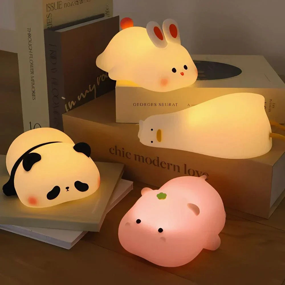 Lámpara de noche adorable con control táctil recargable para mesita de noche
