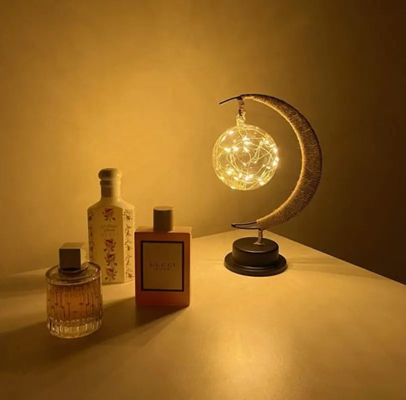 Lámpara de mesa decorativa con iluminación ambiental de brillo lunar