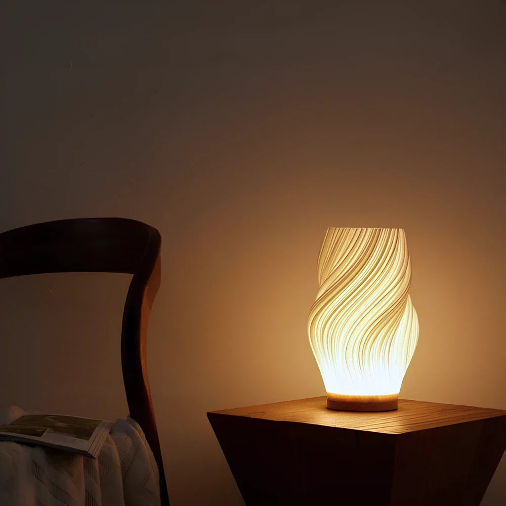 Lámpara de acento contemporánea con diseño de onda elegante y brillo ajustable