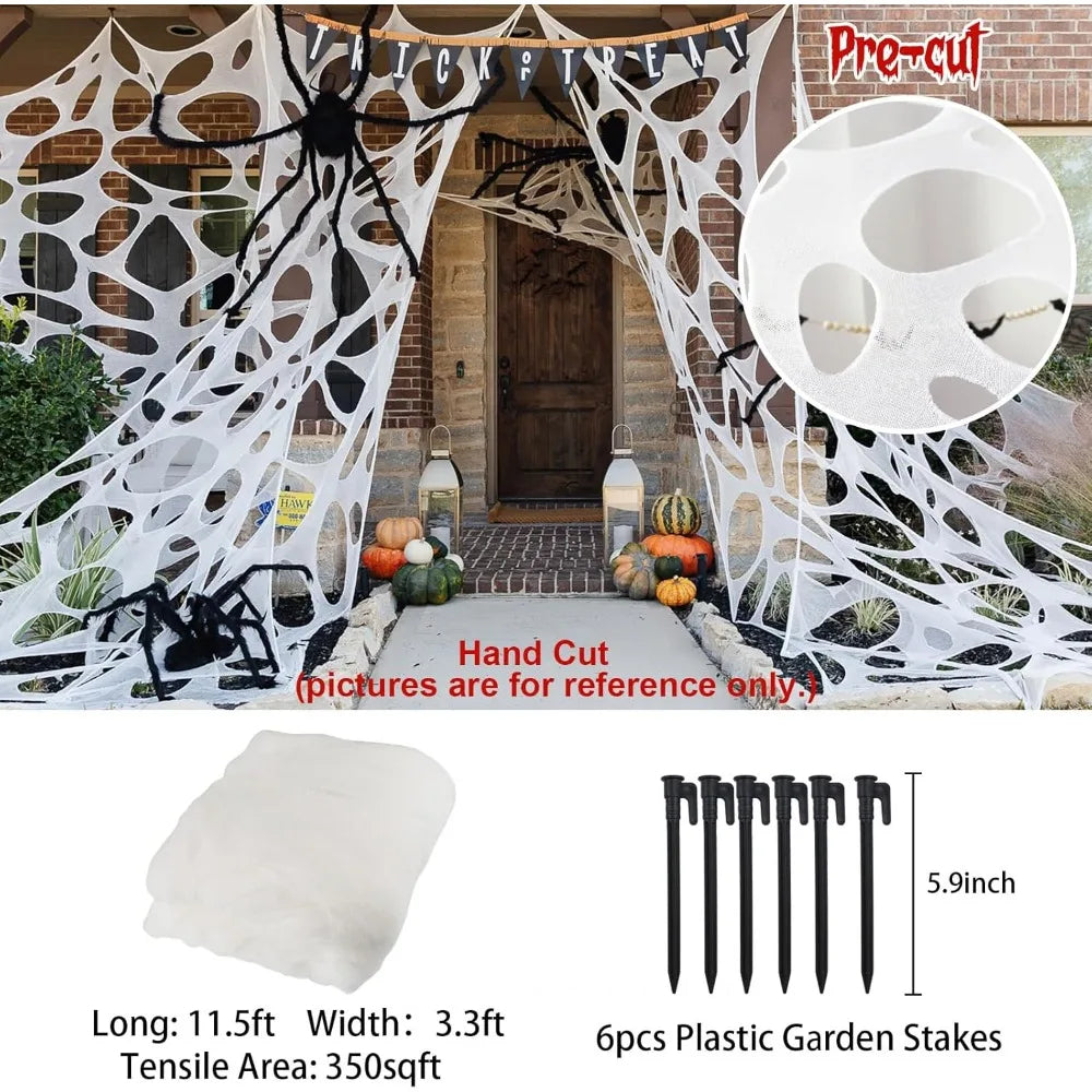Halloween Giant Spider Web Decoration with Stakes - product detail 2