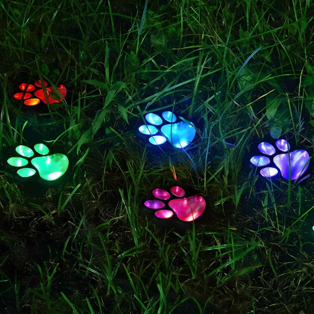 Luz de camino con huella de animal, decoración ecológica para jardín con energía solar