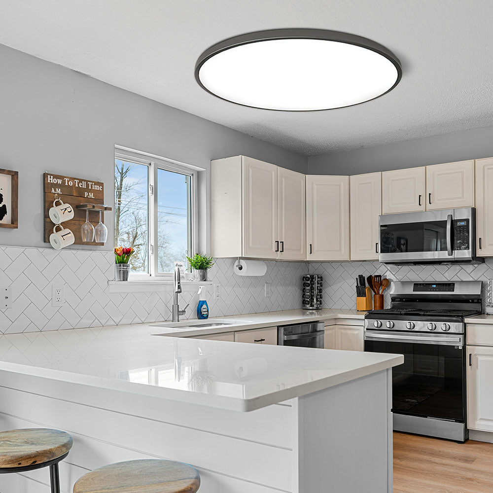 Luz de techo LED redonda moderna, montaje empotrado brillante para interiores