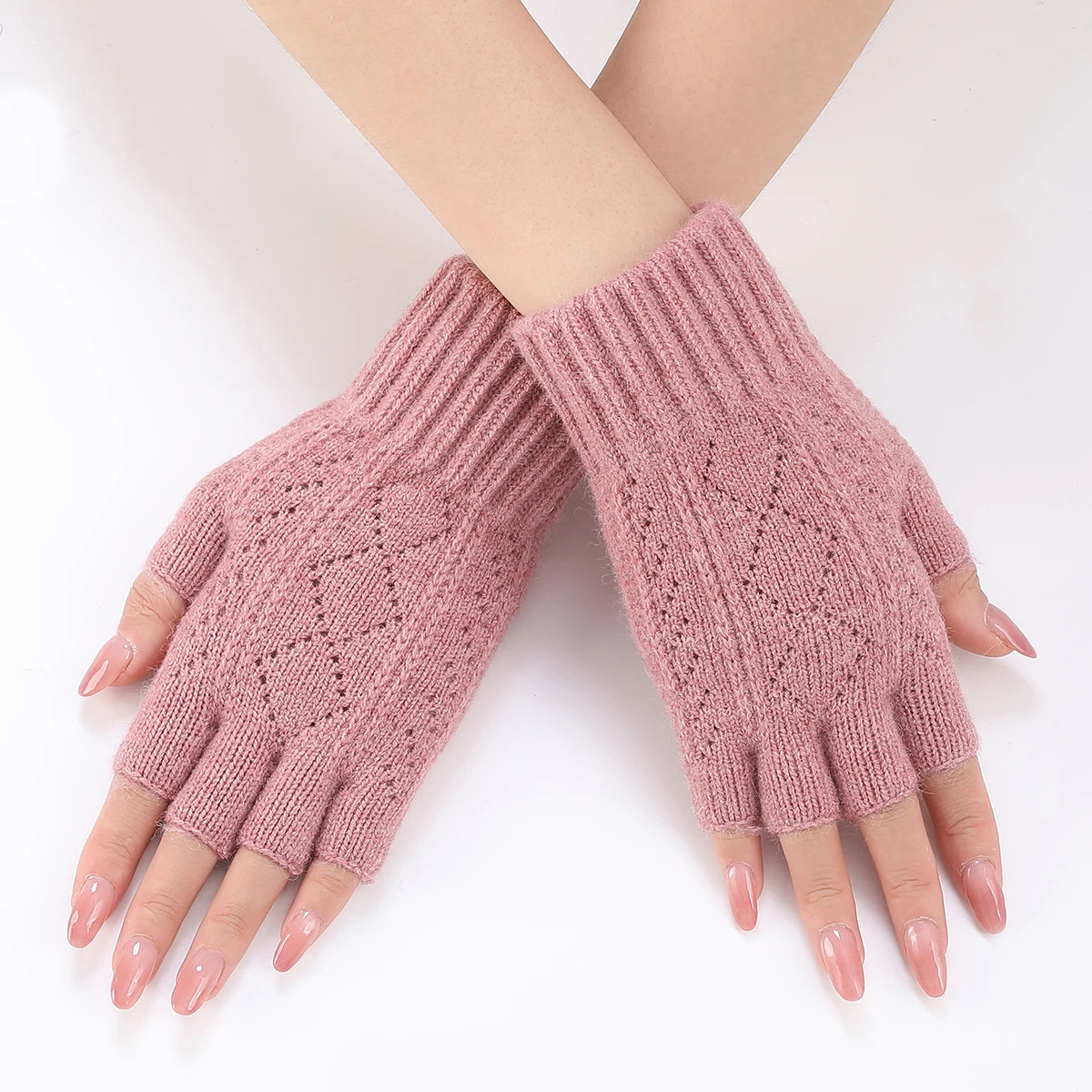 Soft Knit Fingerless Gloves for Winter - product detail 2