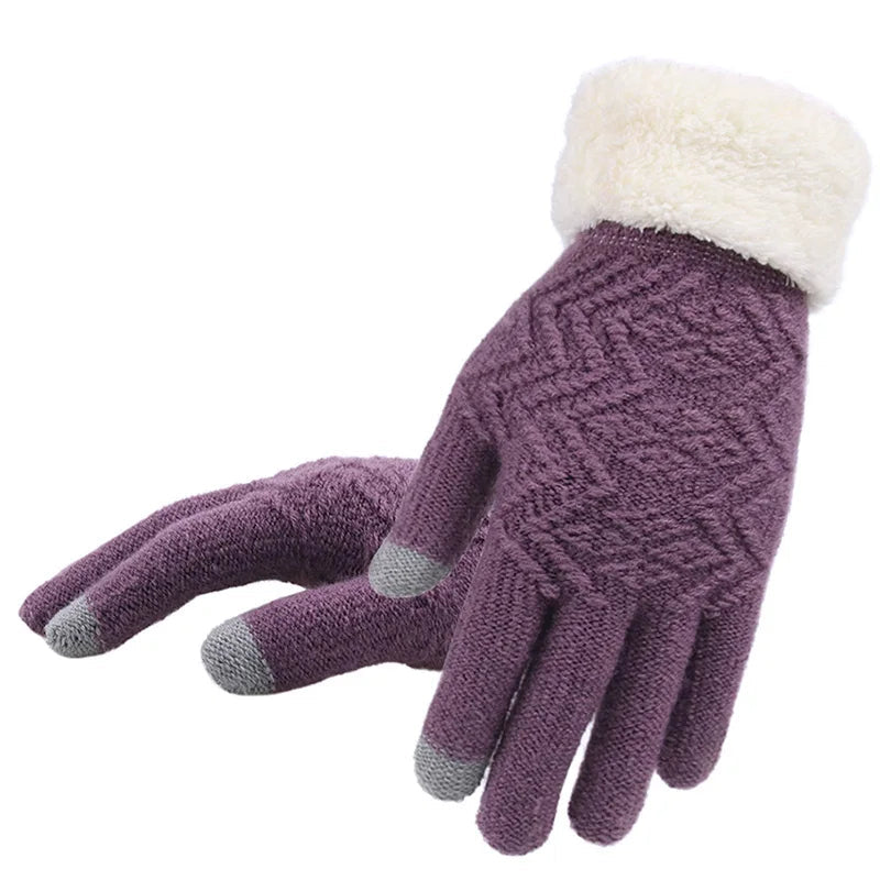 Plush Lined Touch Screen Knitted Gloves - product detail 2