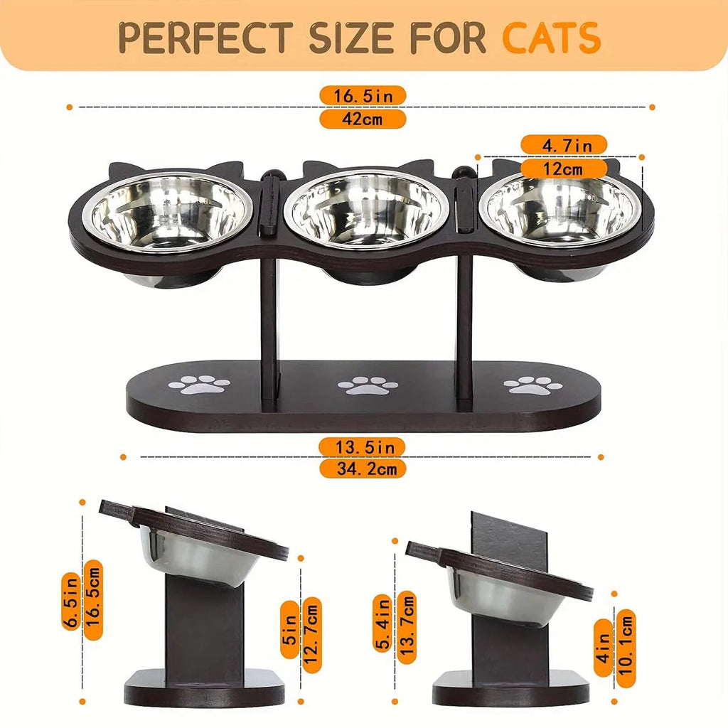 Elevated Cat Bowl with 3 Stainless Steel Dishes - product detail 4
