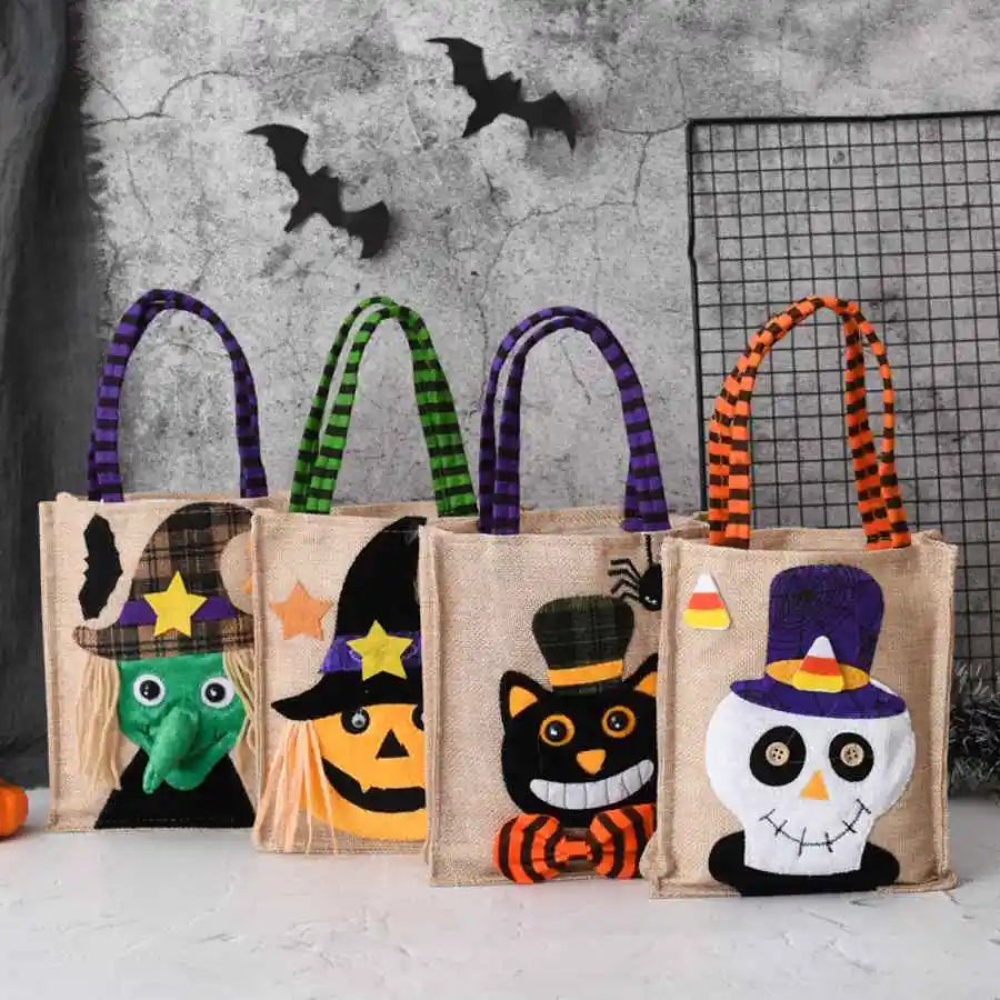 Halloween Treat Bag with Pumpkin Cat Witch and Skull - product detail 2