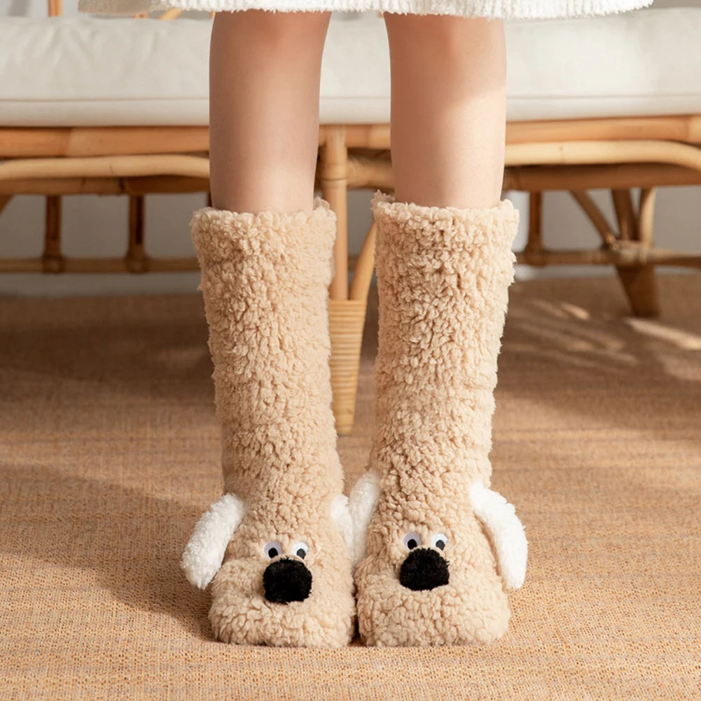 Cute Dog Fuzzy Socks Winter Leg Warmer - product detail 2