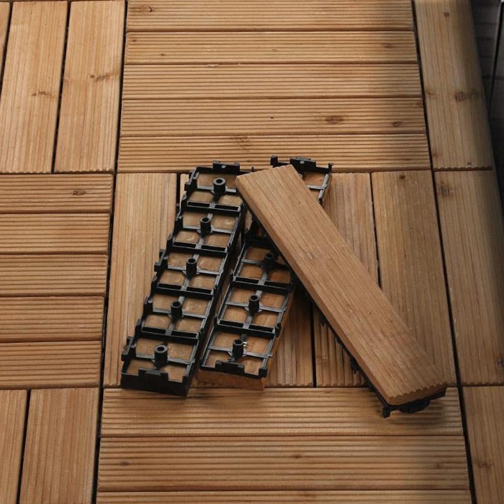 Interlocking Outdoor Patio Wood Flooring Deck Tiles 27Pcs - product detail 4