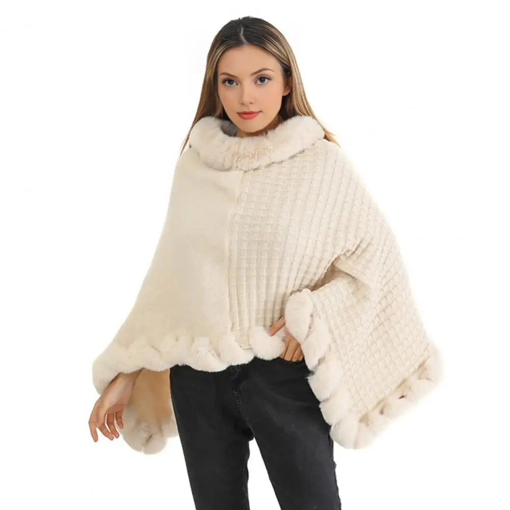 Faux Fur Shawl Cloak for Women - product detail 2