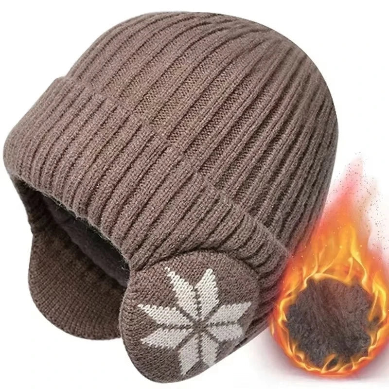 Unisex Winter Knit Beanie with Ear Protection - product detail 2