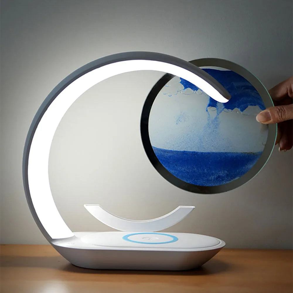 3D Sand Art Table Lamp with Wireless Charger - product detail 3