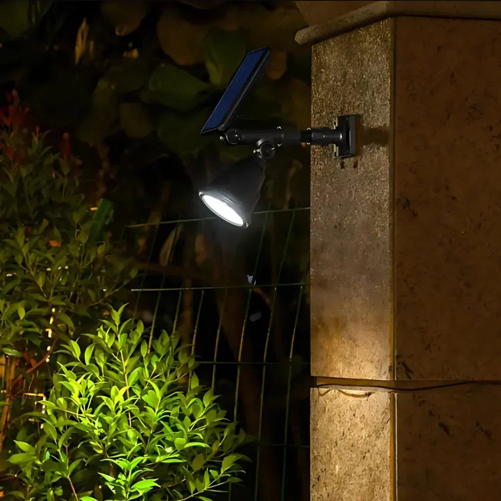 Luz solar LED para jardín exterior, foco ajustable e impermeable