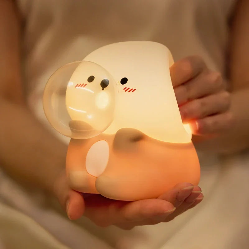 Lámpara nocturna LED adorable con brillo ajustable y temporizador de sueño