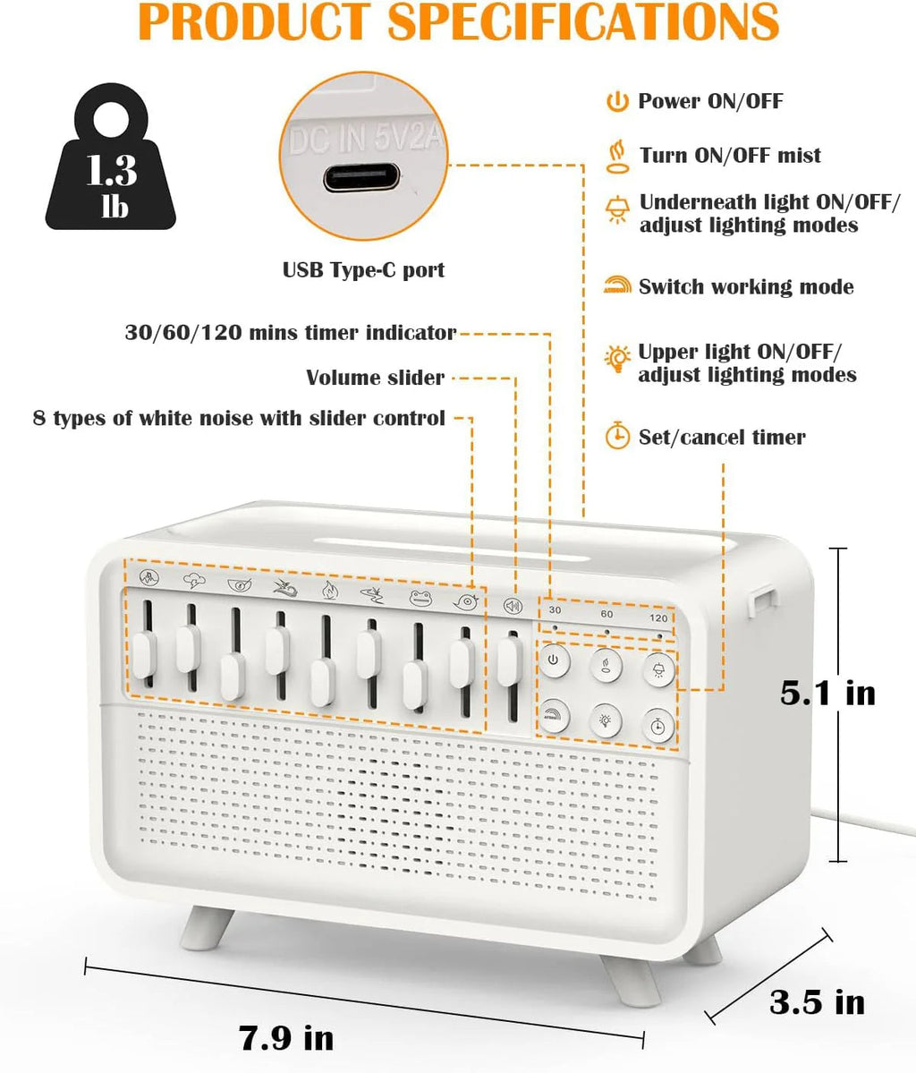 White Noise Machine with Humidifier and Night Light - product detail 4